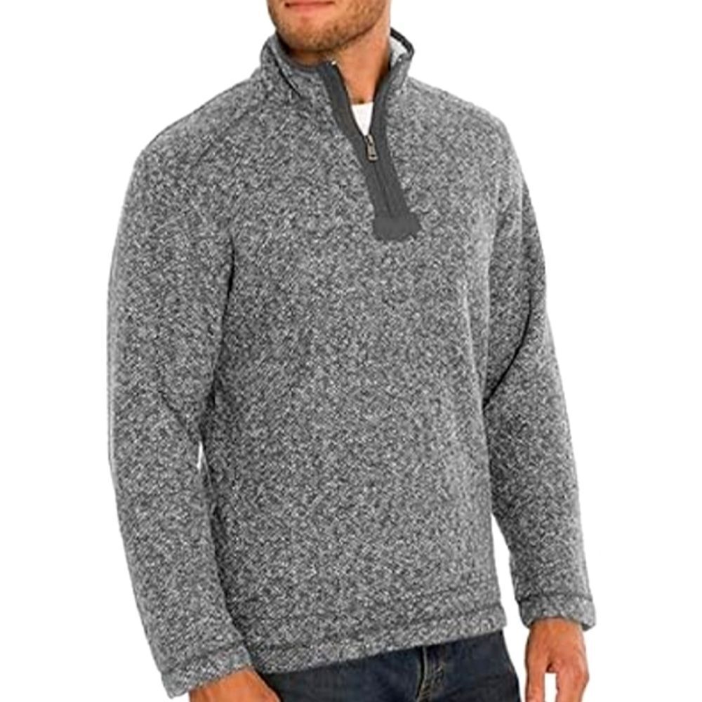 Orvis Light Gray Brighton Jacquard Knit 1/4 Zip Sherpa Lined Jacket Size Medium
